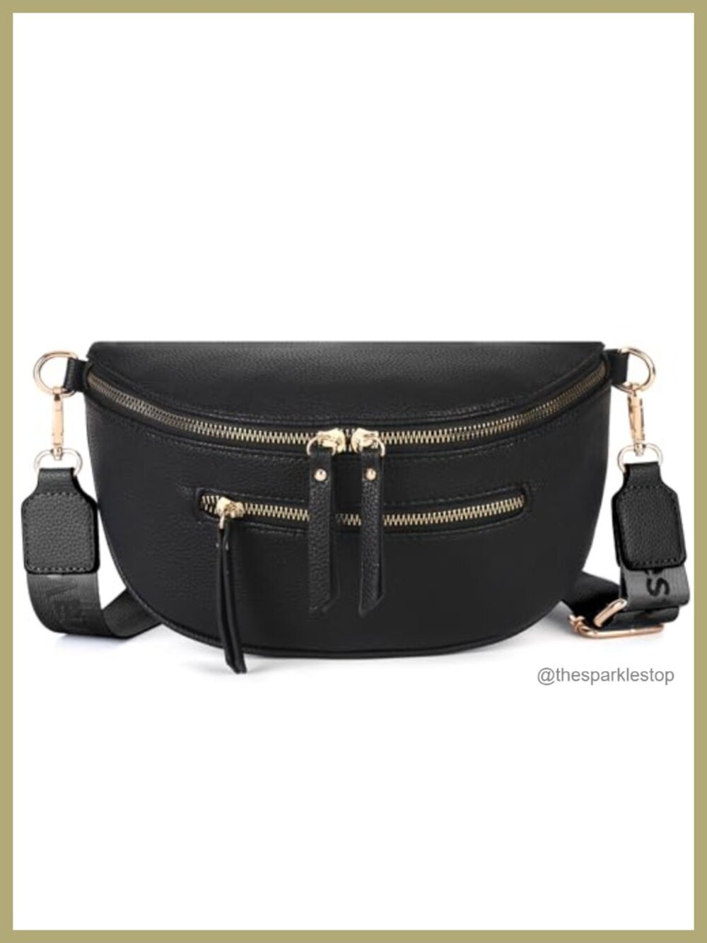Vegan Leather Crossbody Bag with Wide Strap